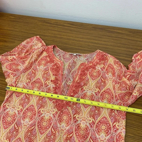 Rose & Thyme Tunic‎ Top Woman Medium Abstract Print Embroidery 100% Cotton K2 - Picture 7 of 10